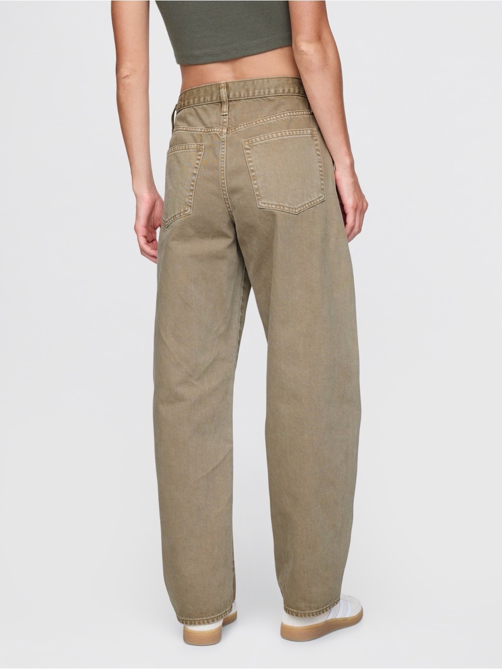 GAP High Rise Barrel Jeans - Flannel Taupe Beige - 27 | 4P - Picture 3 of 7